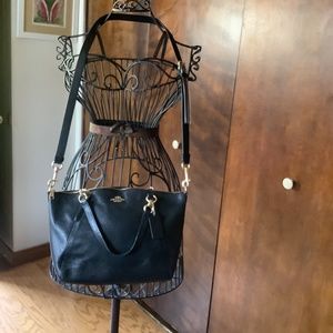 Coach black shoulder bag 13 1/2 by 9”